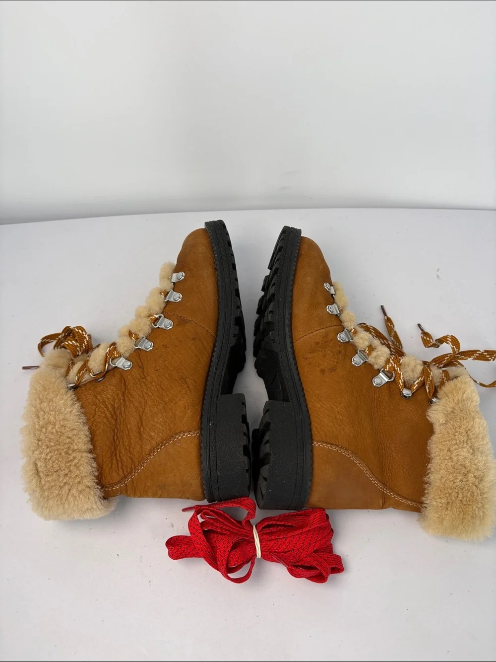 🪃 j.Crew, brown suede and shearling hiking boots